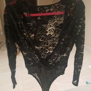 Black Lace Long Sleeve Leotard